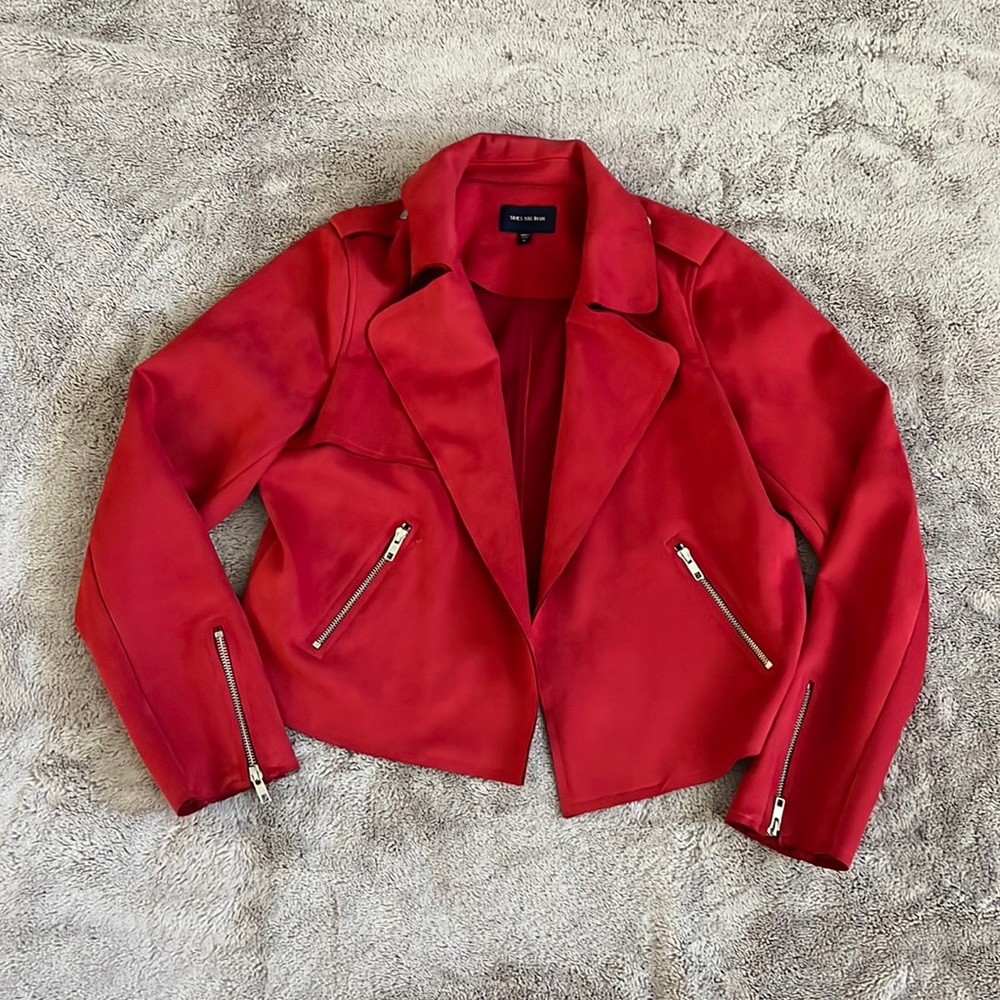 Skies are blue faux suede jacket